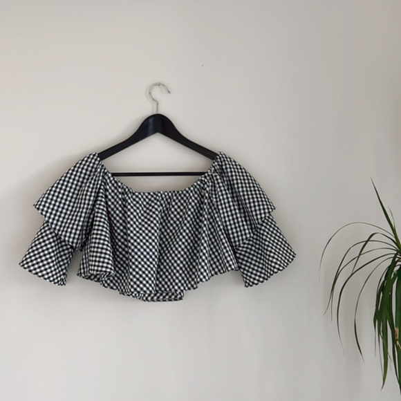 Gingham Ruffle Crop Top ( Can be worn off the shoulder) - Picture 3 of 3